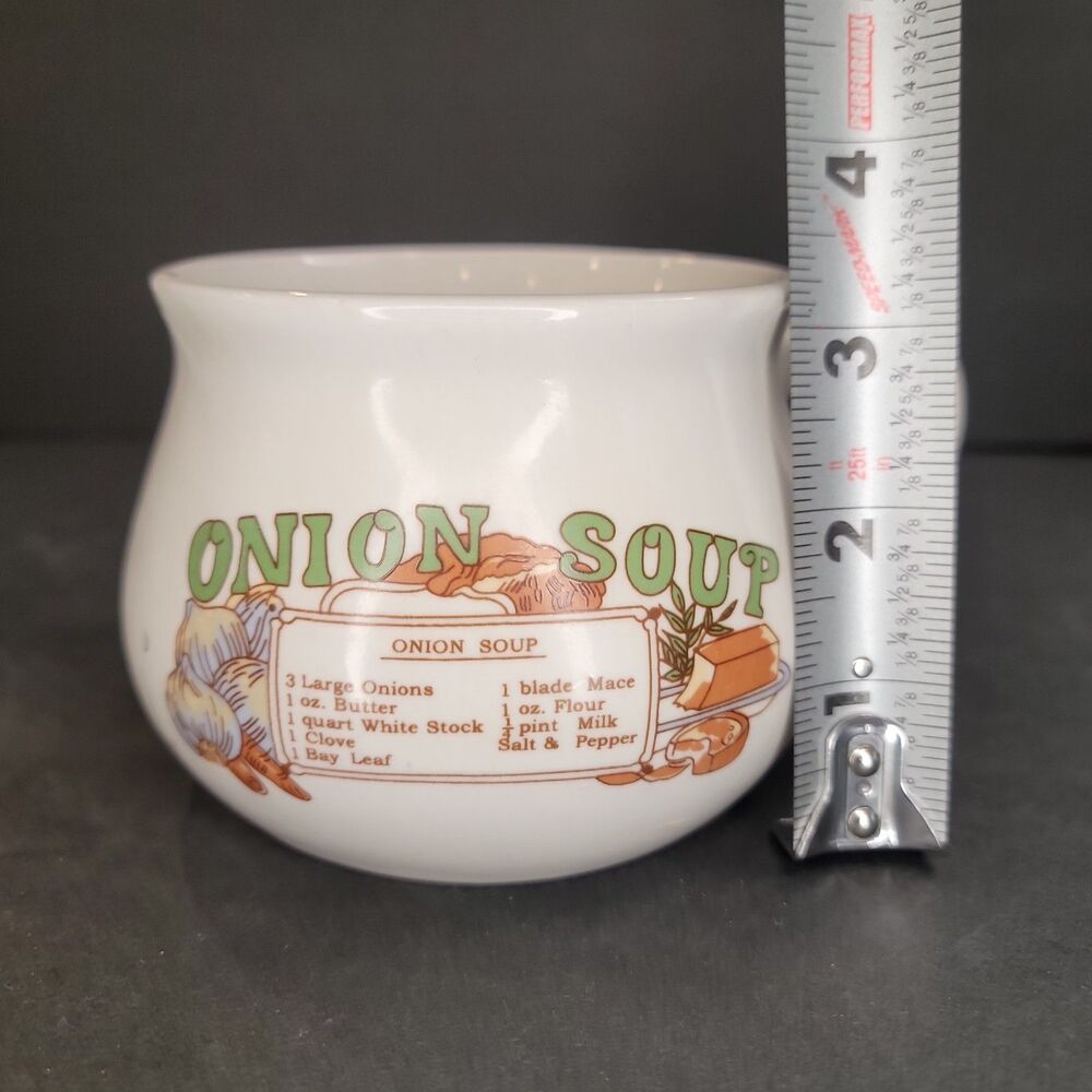 Vintage Ceramic Onion Soup Recipe Mug Bowl With Handle White - Picture 11 of 12